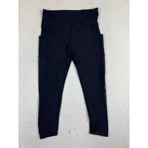 Lululemon Pants Womens 12 Black High Rise Crop Leggings Mesh Pockets Yoga